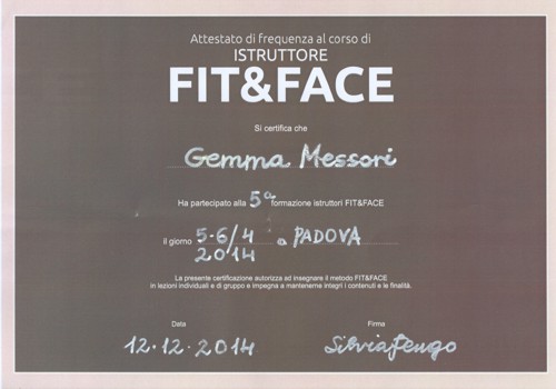 attestato 'Fit&Face'